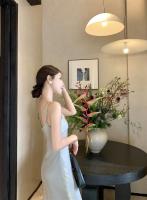 Elegante Camisola de Satén de Vid Ajuste Delgado, Cola de Pez, Vestido Largo para Mujeres en Verano y Noche de Banquete - details 9
