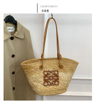 Bolso de Mano de Paja Tejido a Mano Bolso de Playa de Hombro para Vacaciones de Gran Capacidad - details 13