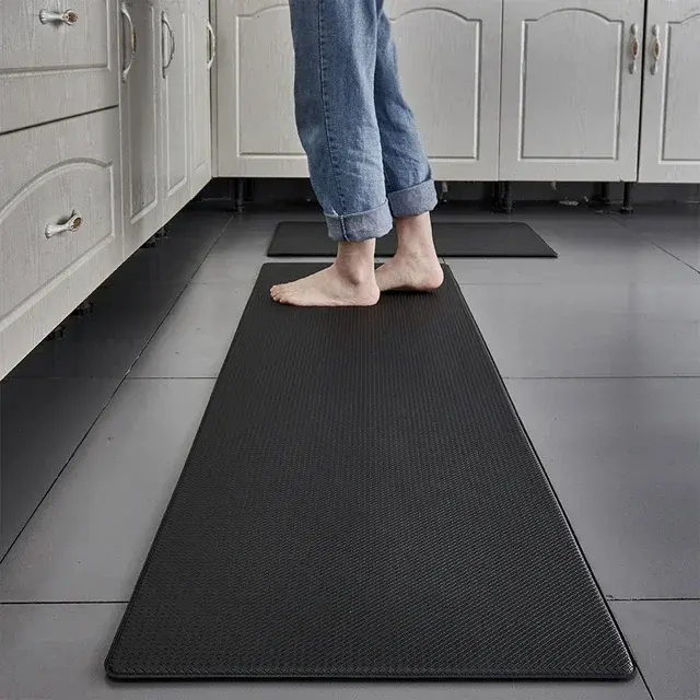 Alfombra de cocina larga Alfombra de cuero PU impermeable, resistente al aceite, antideslizante - 1