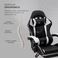 Gaming con Respaldo Ergonómico Inclinable y Altura Ajustable, Silla de Oficina con Soporte Lumbar, Acolchado y Reposapiés Extraíble, Negro, 58x66x114-124 cm - details 17