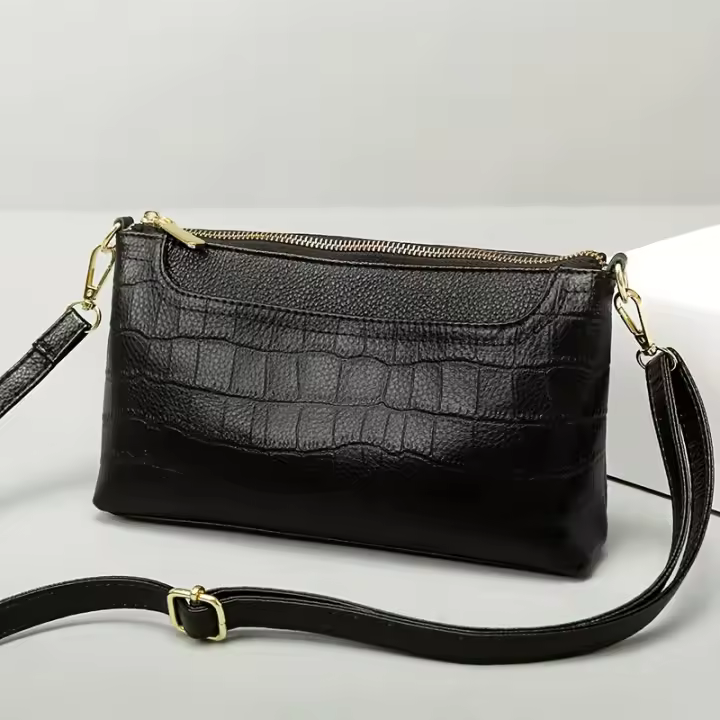 Bolso pequeño de cuero genuino de vaca de capa superior, bolso cruzado para mujer, nueva moda, multicompartimento, suave y genuino - 1