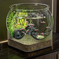 Pecera redonda Ultra transparente, tanque de visualización extraíble de plástico, decoración decorativa de escritorio con vista de 360 grados, pequeño acuario, decoración de escritorio - details 2