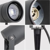 Exterior 4 Piezas, 5W Luces LED Exterior Jardin Suelo con Estaca Blanco Cálido IP65 Impermeable Lámpara para Camino Césped Patio, Aluminio, Gris oscuro - details 5