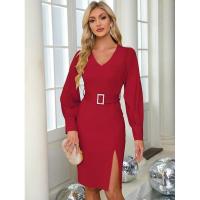 Falda larga para mujer, vestido elástico de color liso, nuevo en vestidos formales - details 9