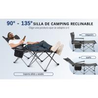 Silla de Camping Plegable con Respaldo Ajustable y reposapiés