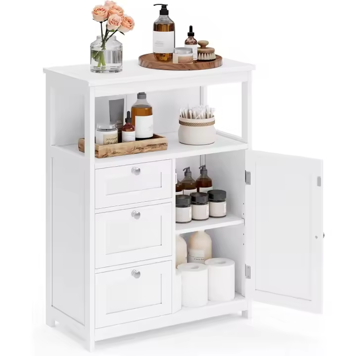 Mueble de Baño Armario de Almacenamiento con 3 Cajones Estante Regulable Tamaño 30 x 60 x 80 cm - 1