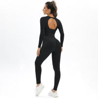 Conjunto de Yoga sin costuras para mujer, ropa deportiva de entrenamiento para gimnasio, Top corto de manga larga, Leggings de cintura alta, trajes deportivos de 2 piezas - details 8