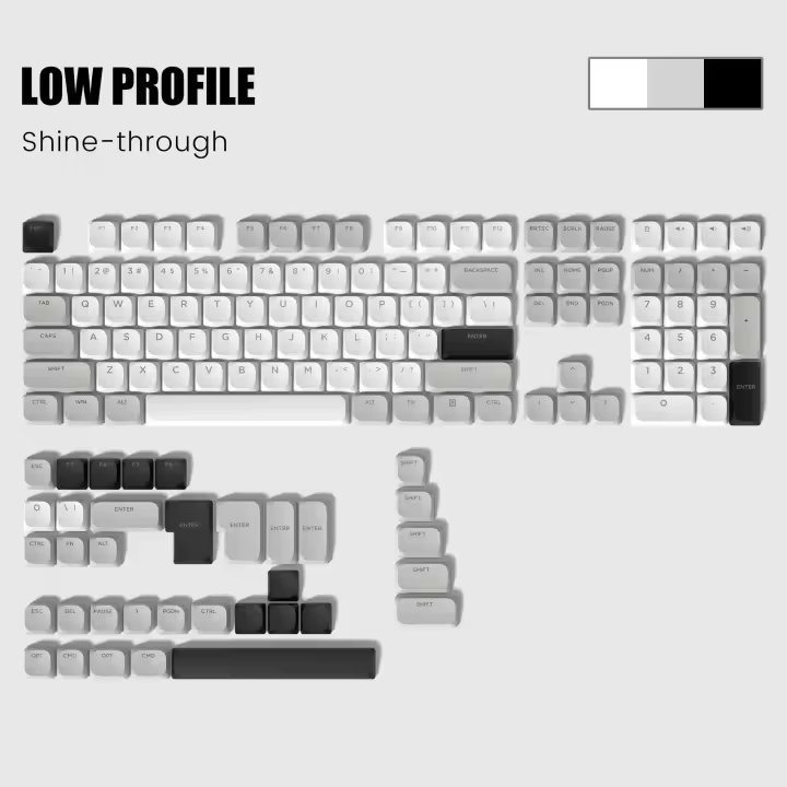 Juego de teclas de doble disparo PBT con brillo de perfil bajo Khaki Skye R2 de 143 teclas - 1