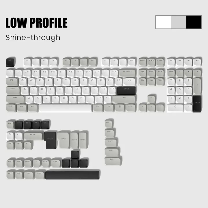 Juego de teclas de doble disparo PBT con brillo de perfil bajo Khaki Skye R2 de 143 teclas - 1