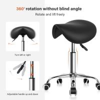 Taburete con Ruedas Silla Trabajo Altura Ajustable Giratorio Taburete de Oficina con Asiento de Silla de Montar Negro - details 3