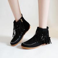 Botines de mujer con flecos planos, lujosas zapatillas góticas con hebilla de cinturón, diseño elegante, talla grande 43 - details 4