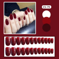 Uñas postizas sólidas y brillantes de color burdeos, fáciles de aplicar y quitar, salón de uñas para mujeres y niñas - details 2
