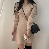 Vestidos básicos de invierno 2023, minivestidos bonitos de punto, túnica de manga larga, vestido suéter dulce - details 21