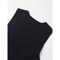 Chic Top de Tanque Elegante Vestido de Oficina para Mujeres Negras Cuello en V, Sin Mangas, Cintura Delgada - details 9