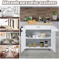 Carrito de Cocina Carro de Servicio Comedor con Ruedas,Toallero,Cajón, Puerta y Estantes Gabinete Mueble de Cocina (blanco) - details 7
