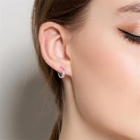 Aretes Redondos de Plata 925 Estilo Elegante para Mujeres con Piedra Principal de Zirconio y Diseño de Encanto Brillante Color en Oro - details 34