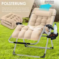 Tumbona Plegable y Resistente |   Silla de Jardín, Capacidad de 200 kg, Acolchado Ergonómico Extra Ancho, Respaldo Ajustable, Almohada para el Cuello y Portavasos - details 16