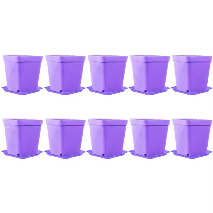 10PCS Mini maceta cuadrada de plástico de siete colores dulces con bandeja de drenaje, maceta suculenta, maceta para plántulas, jardín interior al aire libre, viveros, decoración para el hogar, oficina, suministros de jardín, regalo adecuado para entusias - 1