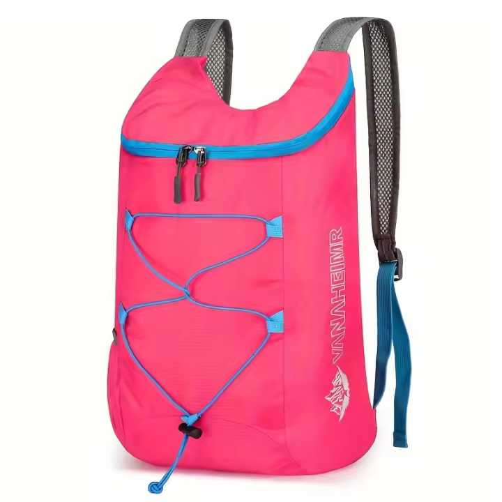 Mochila Plegable Ligera para Senderismo, Viajes y Aventuras al Aire Libre - Correas de Hombro Ajustables, Múltiples Compartimentos, Negra con Detalles Rojos, Diseño Compacto para Almacenamiento Fácil - 1