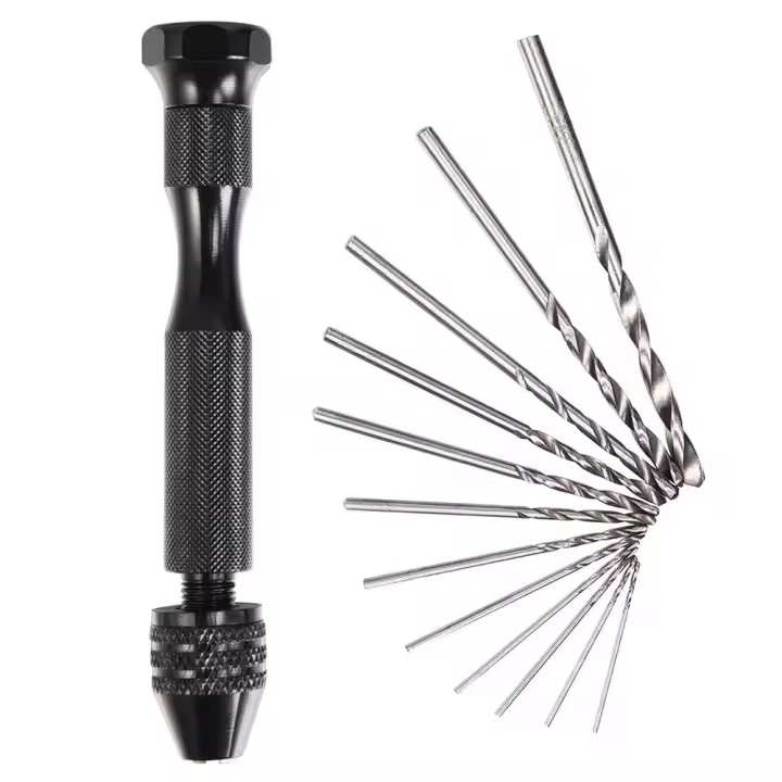 Mini taladro Manual de aluminio con portabrocas sin llave, broca helicoidal de acero HSS, herramientas rotativas de perforación para carpintería, taladro Manual - 1