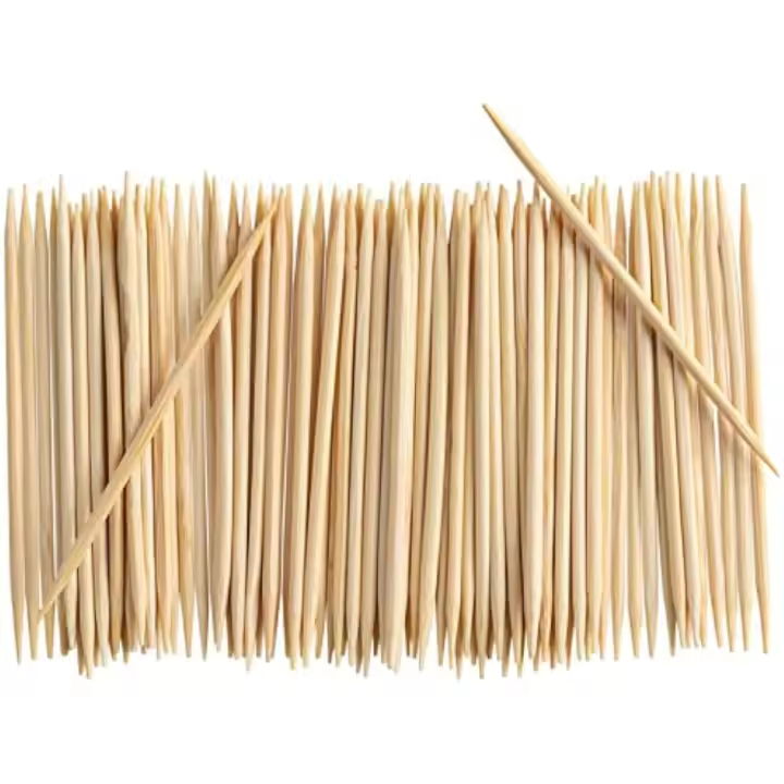 Palillos de dientes de madera de bambú, palillos de dientes redondos de doble punta, 2000 unidades - 1
