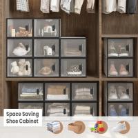 18X Cajas de Zapatos de Plástico Cajas Transparentes Apilables y Plegables para Zapatos Organizador para Zapatos en Guardarropa Caja Almacenaje de Zapatos con Tapa Frontal - details 1