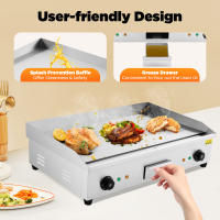 Plancha de encimera para barbacoa eléctrica comercial de 4400 W y 29 pulgadas, parrilla superior plana con pies de goma antideslizantes, potencia fuerte, múltiples rejillas de ventilación, caja de recolección de aceite - details 0