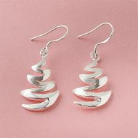 Pendientes ondulados chapados en plata, joyería de moda femenina, estilo minimalista, regalo de Navidad. - details 1