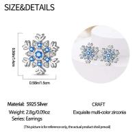 Pendientes de plata con borlas de copos de nieve azules y diamantes, lazo rojo para mujer, joyería creativa, regalos temáticos navideños - details 18