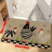 Alfombra de cocina de pollo de dibujos animados, alfombrilla de franela antideslizante lavable a máquina, adecuada para puerta de pasillo y cocina, 1 unidad - details 2