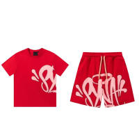 Conjunto de camiseta holgada de manga corta y pantalones cortos con estampado de espuma estilo hip-hop callejero. - details 6