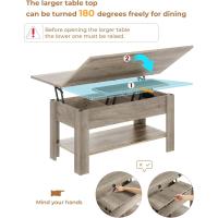 Mesa de Centro Regulable en Altura, Almacenamiento Oculto, 3 en 1, Multifunción, Mesa de Salón, Mesa de Café, Compartimento Abierto, Mesa de Comedor, para Salón, Oficina, Blanco - details 9