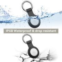 Llavero AirTag impermeable IPX8, llavero con funda de soporte de silicona suave, ligero, antiarañazos, fácil instalación, soporte de etiqueta de aire a prueba de golpes de cuerpo completo para equipaje, llaves, Collar de perro, paquete de 4. - details 1