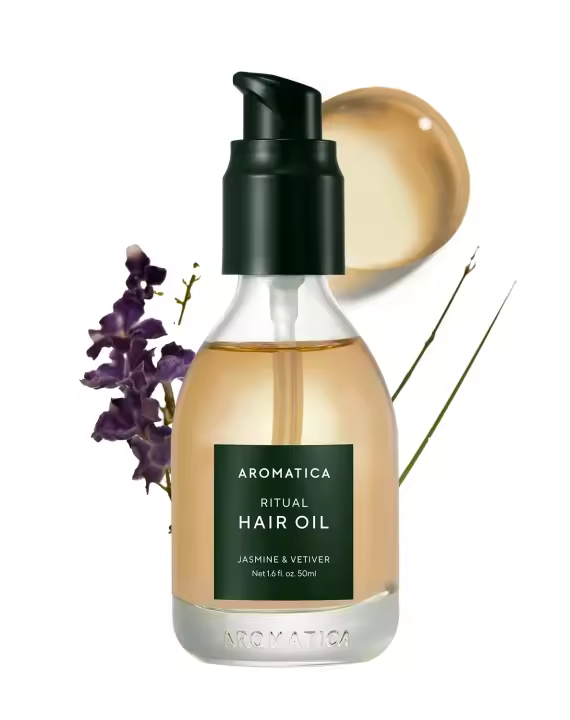 AROMATICA Ritual Jazmín y Vetiver 50ml / 1.6 fl. oz - Aceite nutritivo sin silicona para cabello encrespado y dañado con fragancia pura - 1