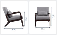 Sillón Salón Relajación Moderno Sillón Tapizado Sofá Individual Reposabrazos Silla con Patas de Madera Maciza Marrón Oscuro, Gris - details 2