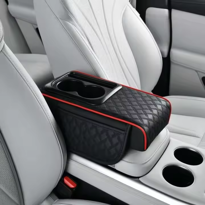 CA universal para coche, almohadilla alta gruesa, portavasos con bolsillo para reposabrazos, soporte para codo de algodón con memoria - 1