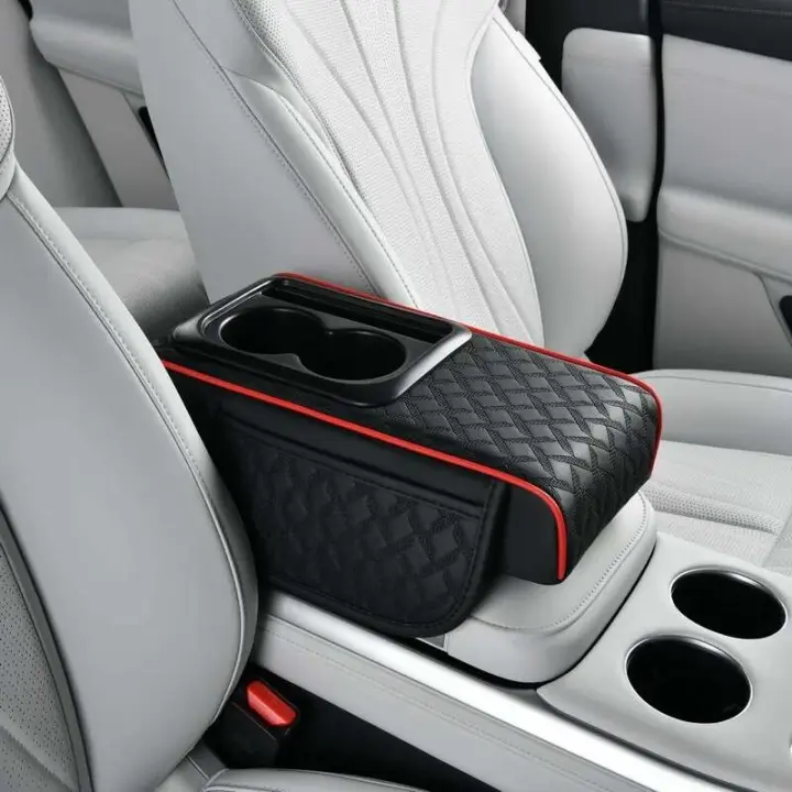 CA universal para coche, almohadilla alta gruesa, portavasos con bolsillo para reposabrazos, soporte para codo de algodón con memoria - 1