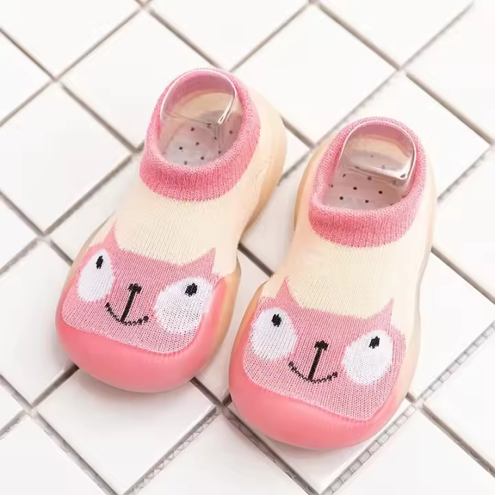 Calcetines antideslizantes de algodón para niño y niña recién nacida, suela de goma con dibujos animados, zapatos para interiores - 1