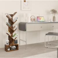 Estantería de árbol, Librería Alta de 6 Niveles Estantería Estrecha de madera con cajones para Sala de Estar, Dormitorio 38×19×112CM Marrón Rústico - details 1