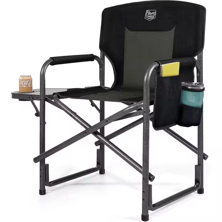 Silla plegable de aluminio resistente para acampar de 180 kg, silla de camping para adultos con mesa auxiliar portátil para festivales al aire libre - 1