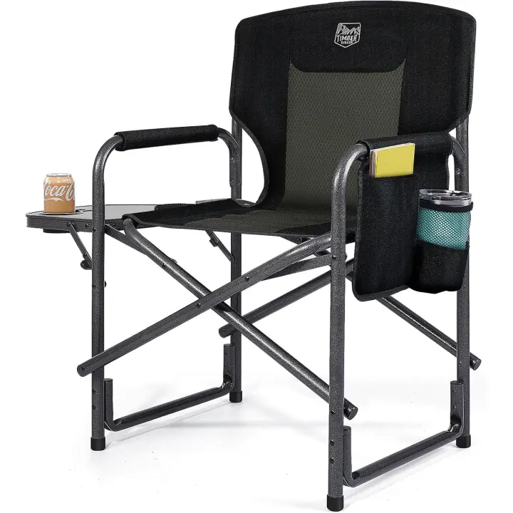 Silla plegable de aluminio resistente para acampar de 180 kg, silla de camping para adultos con mesa auxiliar portátil para festivales al aire libre - 1