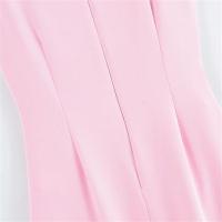 Vestido corto de verano rosa simplicidad con cuello redondo material de poliéster moda para mujer - details 7