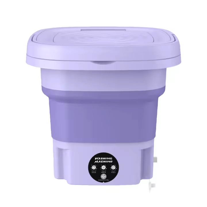 8L Mini lavadora portátil de lavadora plegable 3 modos con escurridor para viajes Camping ropa interior calcetines de tela para bebés - 1