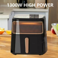 Secador de Aire Caliente de 6 Litros y 1350 W Negro, Carcasa de Acero Inoxidable, Control de Temperatura, Pantalla Táctil LED, Antiadherente, Temporizador - details 1