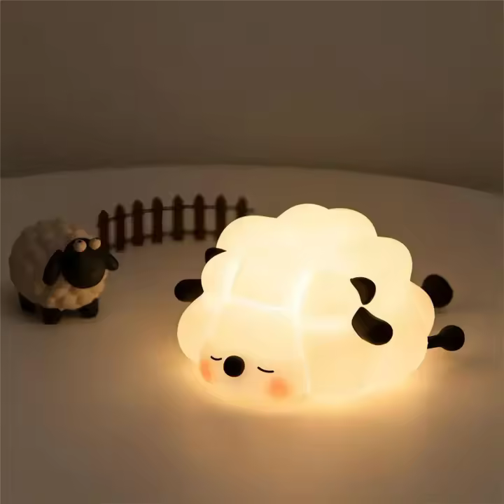 Luz LED nocturna de conejo, lámpara de noche recargable por USB, Sensor táctil, luz de ambiente de silicona, lámpara de oveja Panda para decoración de dormitorio de niños - 1