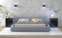 Rcynview Mesa de Noche - Estilo Nórdico - Negro - Luces LED - 3 Cajones - Ideal para Dormitorio Sala de Estar - details 0