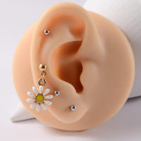 Pendientes de tuerca de acero inoxidable para el ombligo, con forma de girasol, flor de Margarita, pezón de goteo de aceite personalizado, novedad de 2023 - details 2