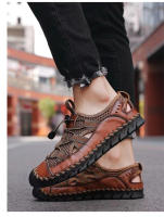 Sandalias de cuero para hombre, calzado deportivo ligero, antideslizante, transpirable, para playa y exteriores, Verano - details 12