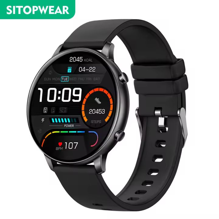Reloj Inteligente Hombres Mujeres, Smartwatch with Llamadas Bluetooth, Notificaciones, Esferas Personalizables, Monitoreo de Frecuencia Cardíaca en Tiempo Real y Sueño, 100 + Modos, Control de Música, Compatible with Android/iOS - 1