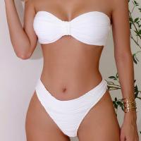 Bikini Bandeau Blanco Sólido Estilo de Ajuste Delgado para Mujeres Material de Poliéster - details 5